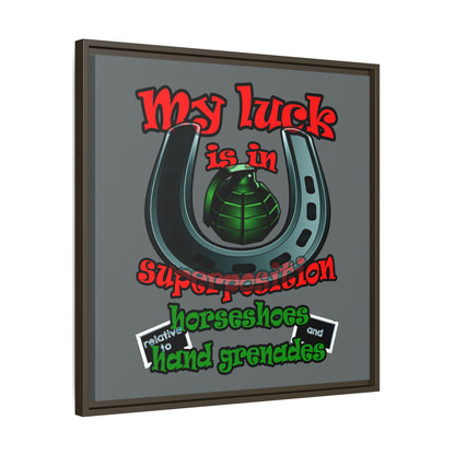 my luck - framed canvas art (dark grey)