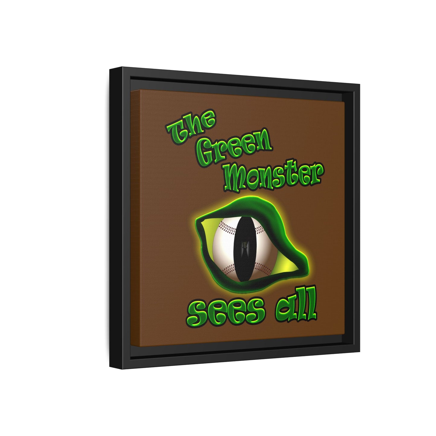 green monster - framed canvas art (brown)