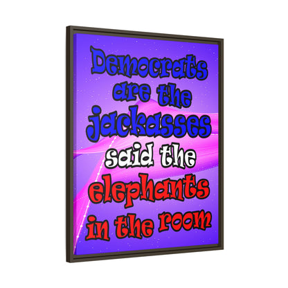 donkeys and elephants - framed canvas art (purple-pink wave)