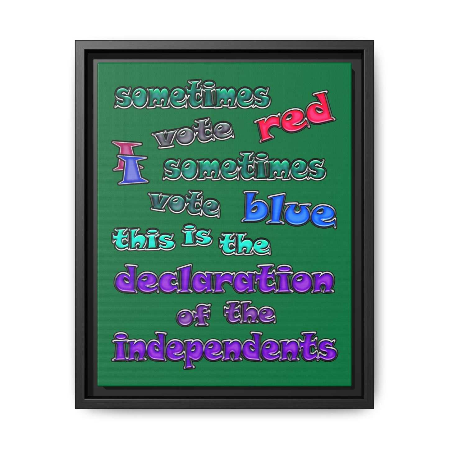 declaration of the independents - framed canvas art (dark green)