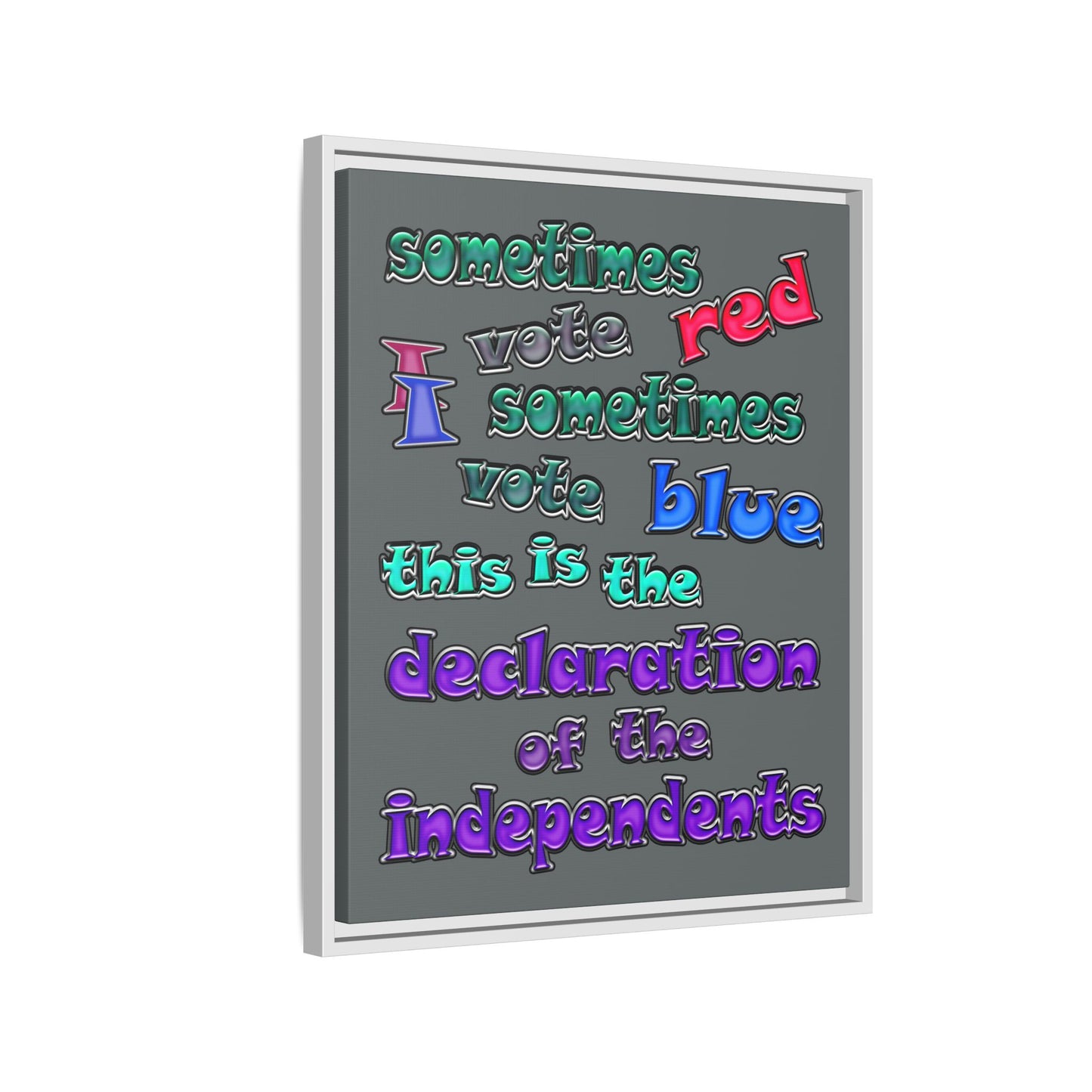 declaration of the independents - framed canvas art (dark grey)