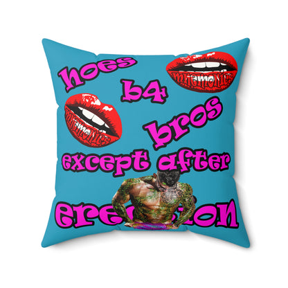 hoes b4 bros - Faux Suede Square Pillow - (turquoise)