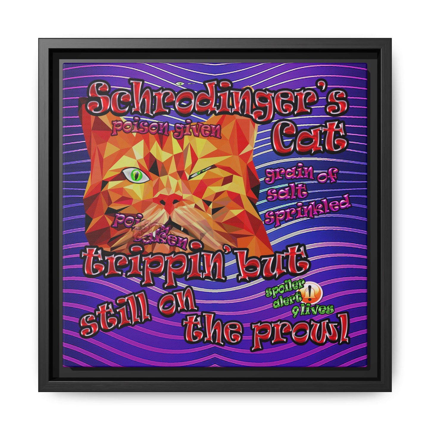 schrodinger's cat - framed canvas art (purple wave)