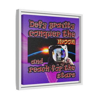 defy conquer reach - framed canvas art (purple-pink wave)