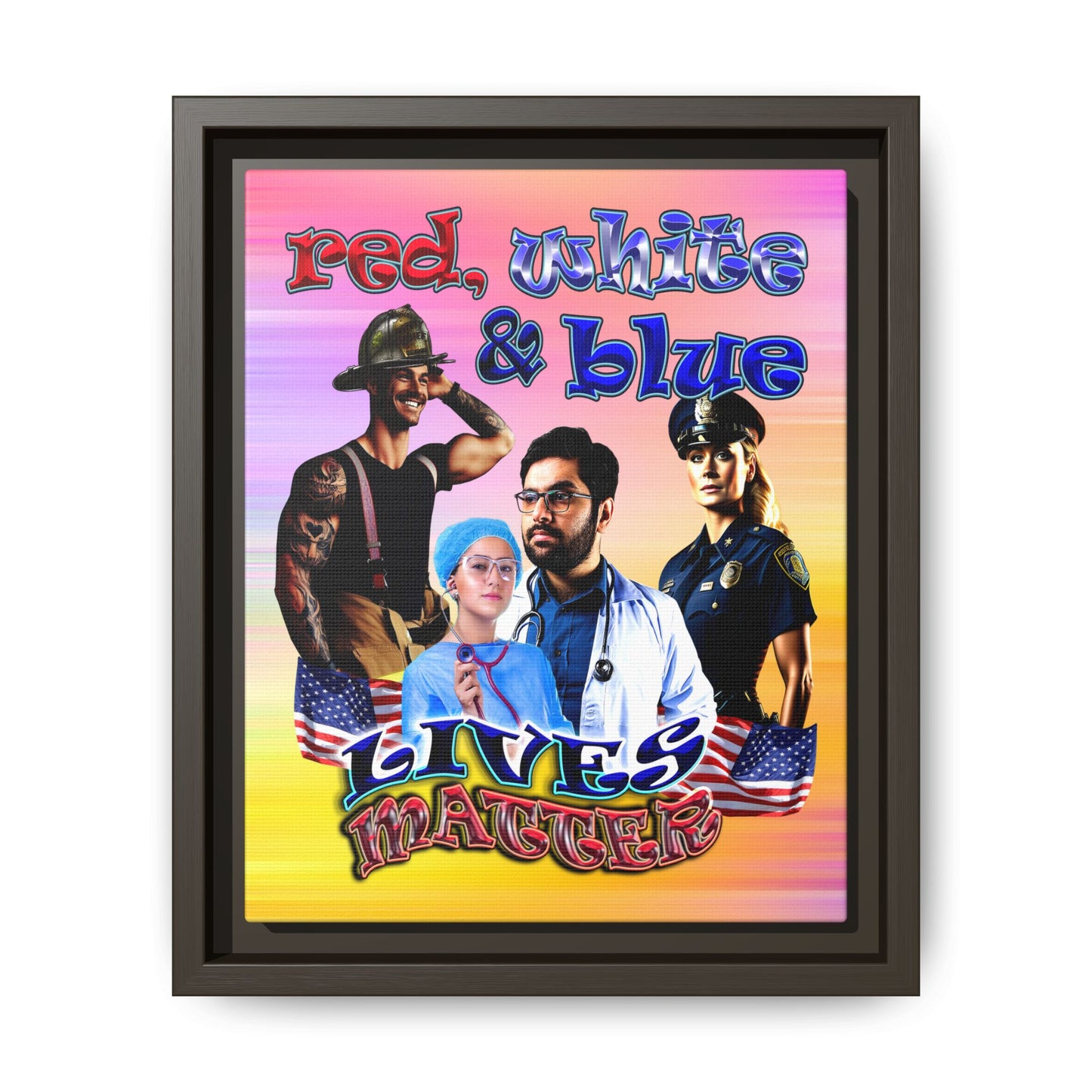 rw&b lives matter - framed canvas art (color blur)