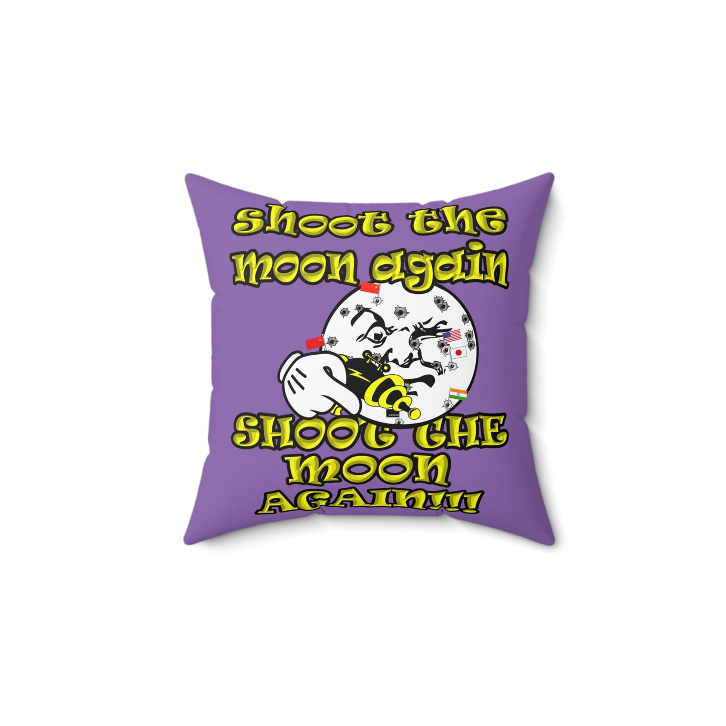 shoot the moon again - Spun Polyester Square Pillow - (light purple)