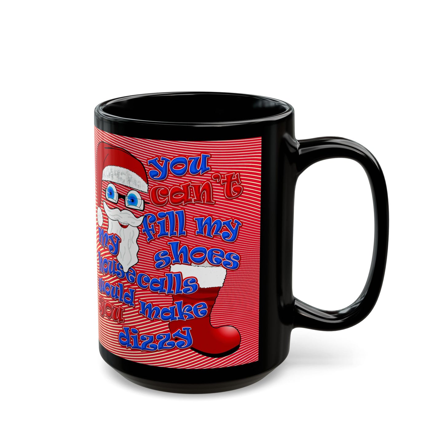 santa's shoes - Black Mug (yellow-orange wave)