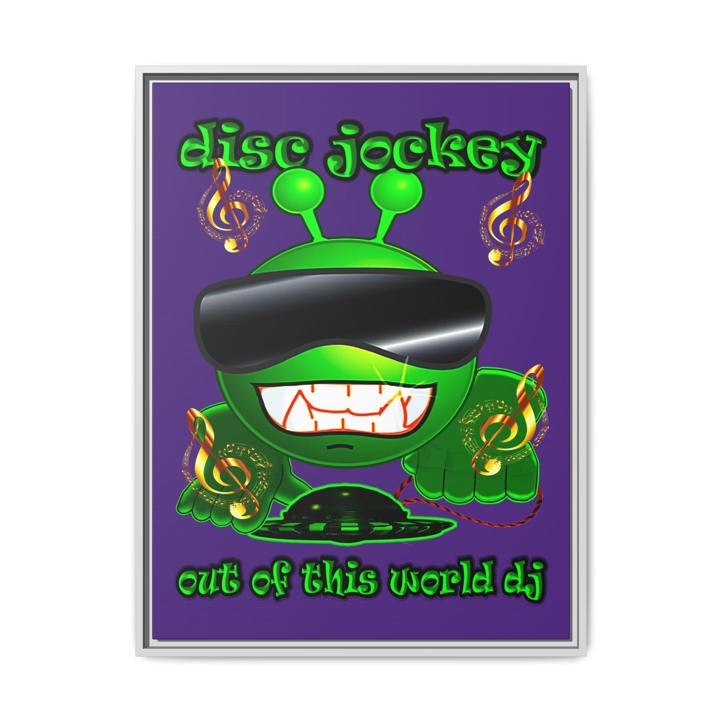 disc jockey - framed canvas art (purple)