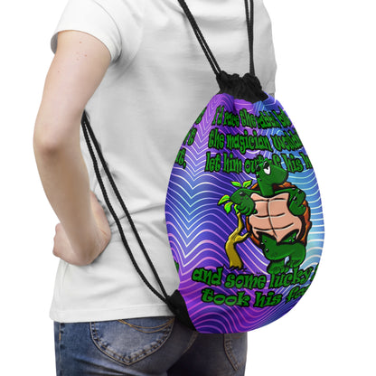 turtle race - Drawstring Bag (purple wave)