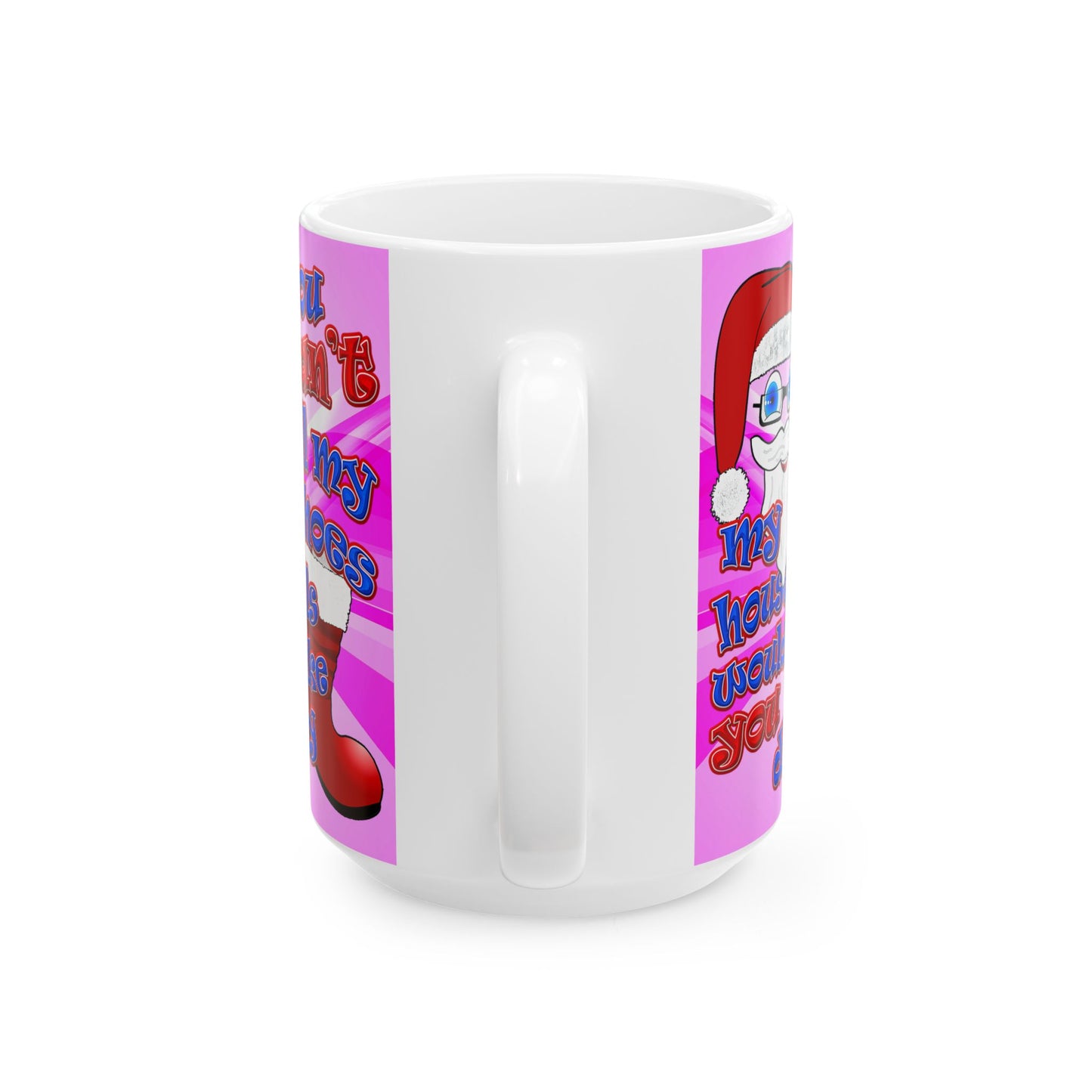 santa's shoes - White Mug (light blue-pink wave)