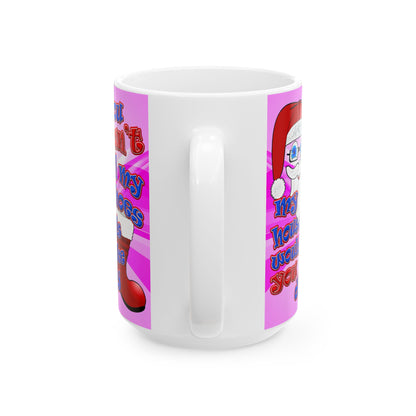 santa's shoes - White Mug (light blue-pink wave)