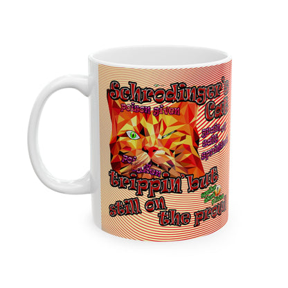 schrodinger's cat - White Mug (yellow-orange wave)