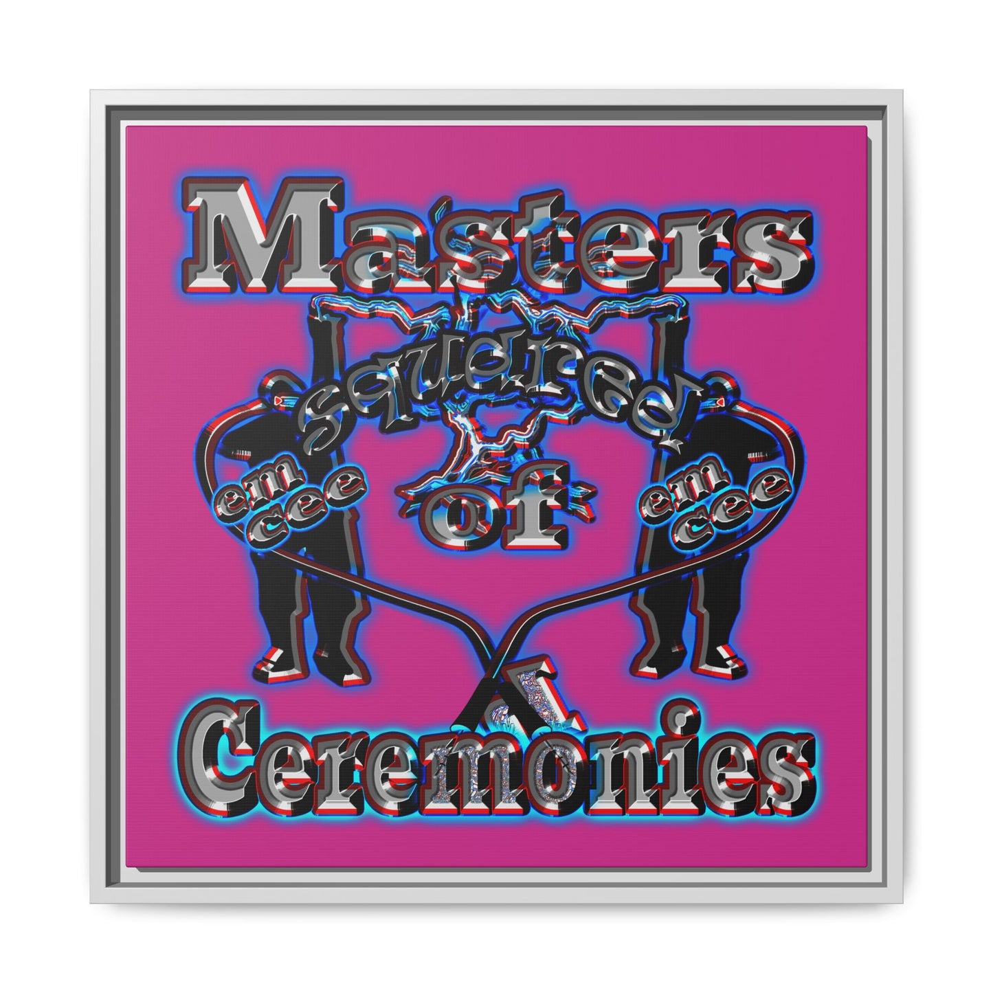 em cee squared - framed canvas art (pink)