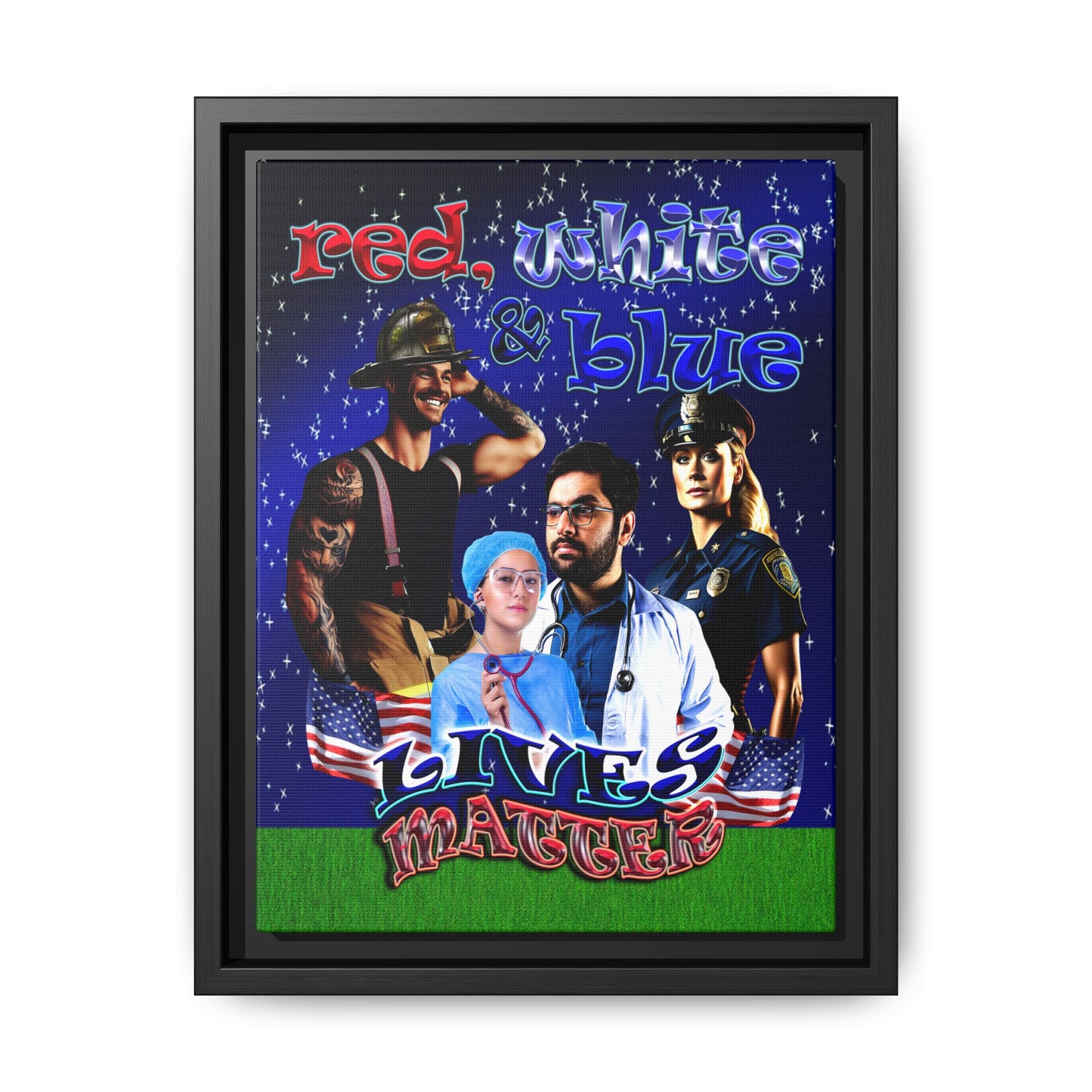rw&b lives matter - framed canvas art ('snoops' background)