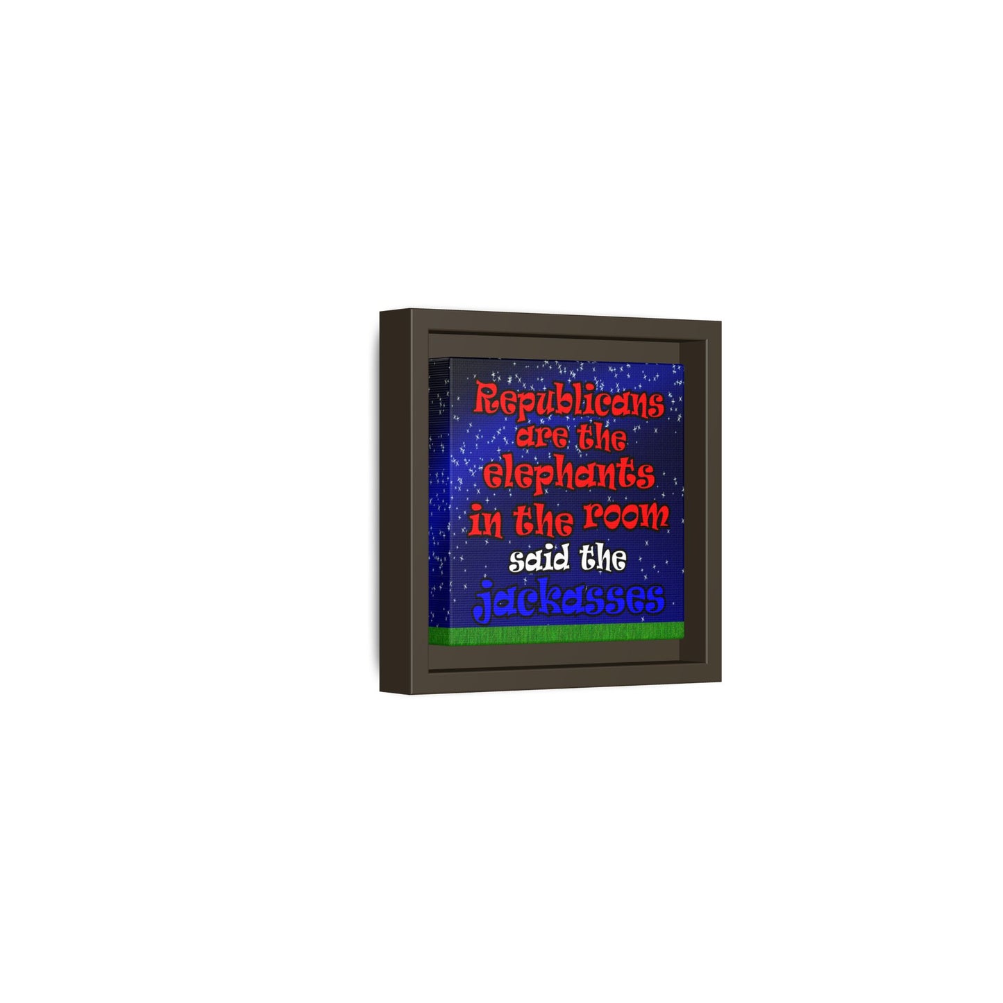 donkeys and elephants - framed canvas art ('snoops' background)