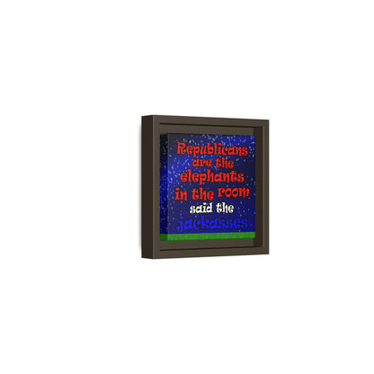 donkeys and elephants - framed canvas art ('snoops' background)