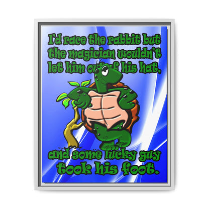 turtle race - framed canvas art (blue-white wave)