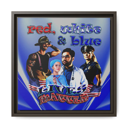rw&b lives matter - framed canvas art (blue-white wave)