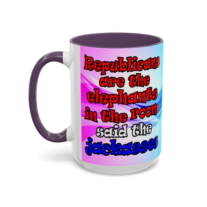 donkeys and elephants - Accent Mug (light blue-pink wave)
