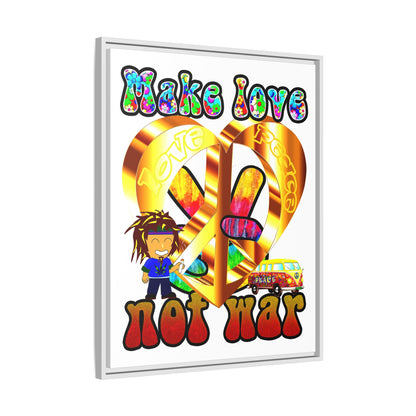 love peace - framed canvas art (white)