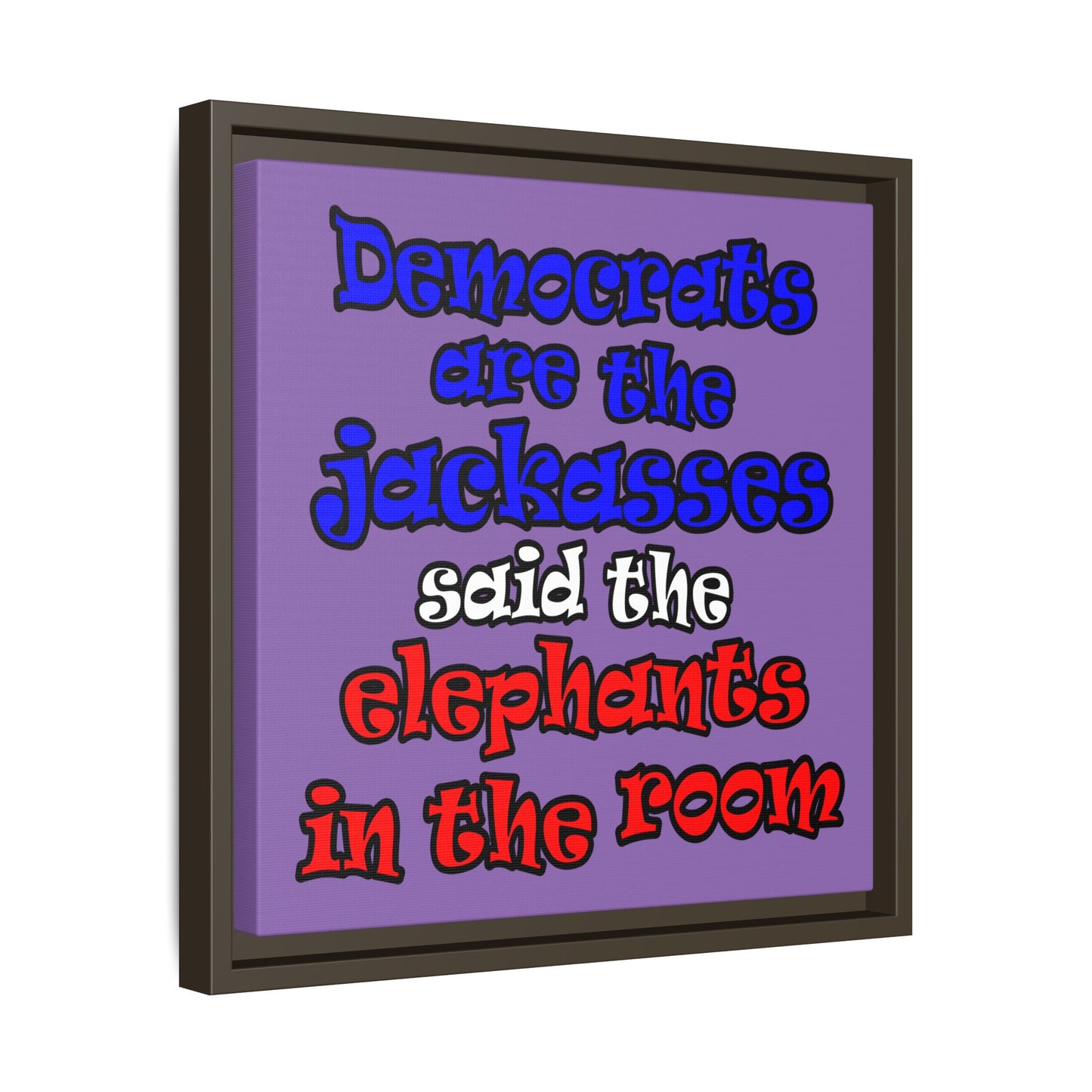 donkeys and elephants - framed canvas art (light purple)