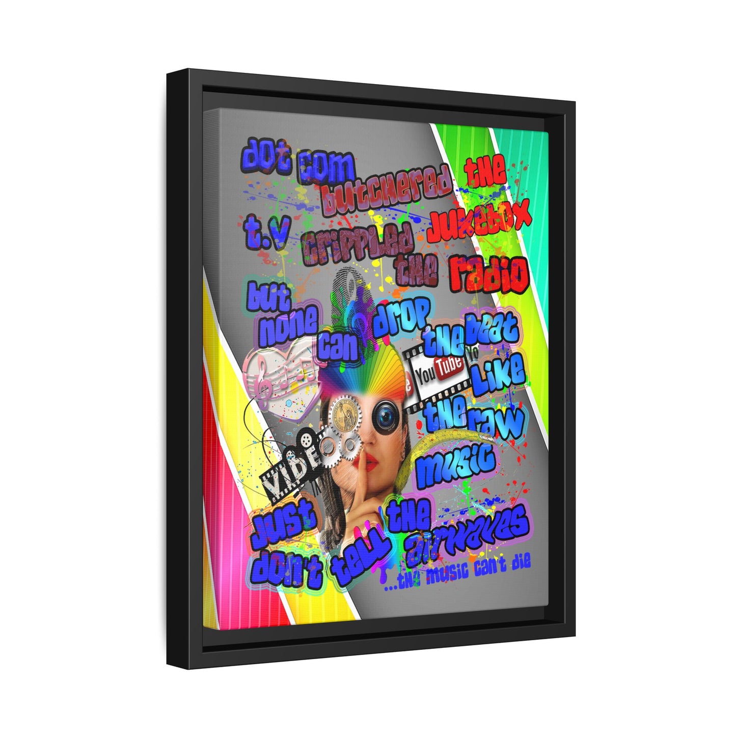 drop the beat - framed canvas art (rainbow split)