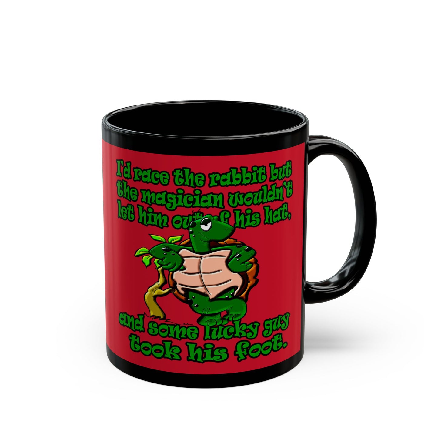 turtle race - Black Mug (dark red)
