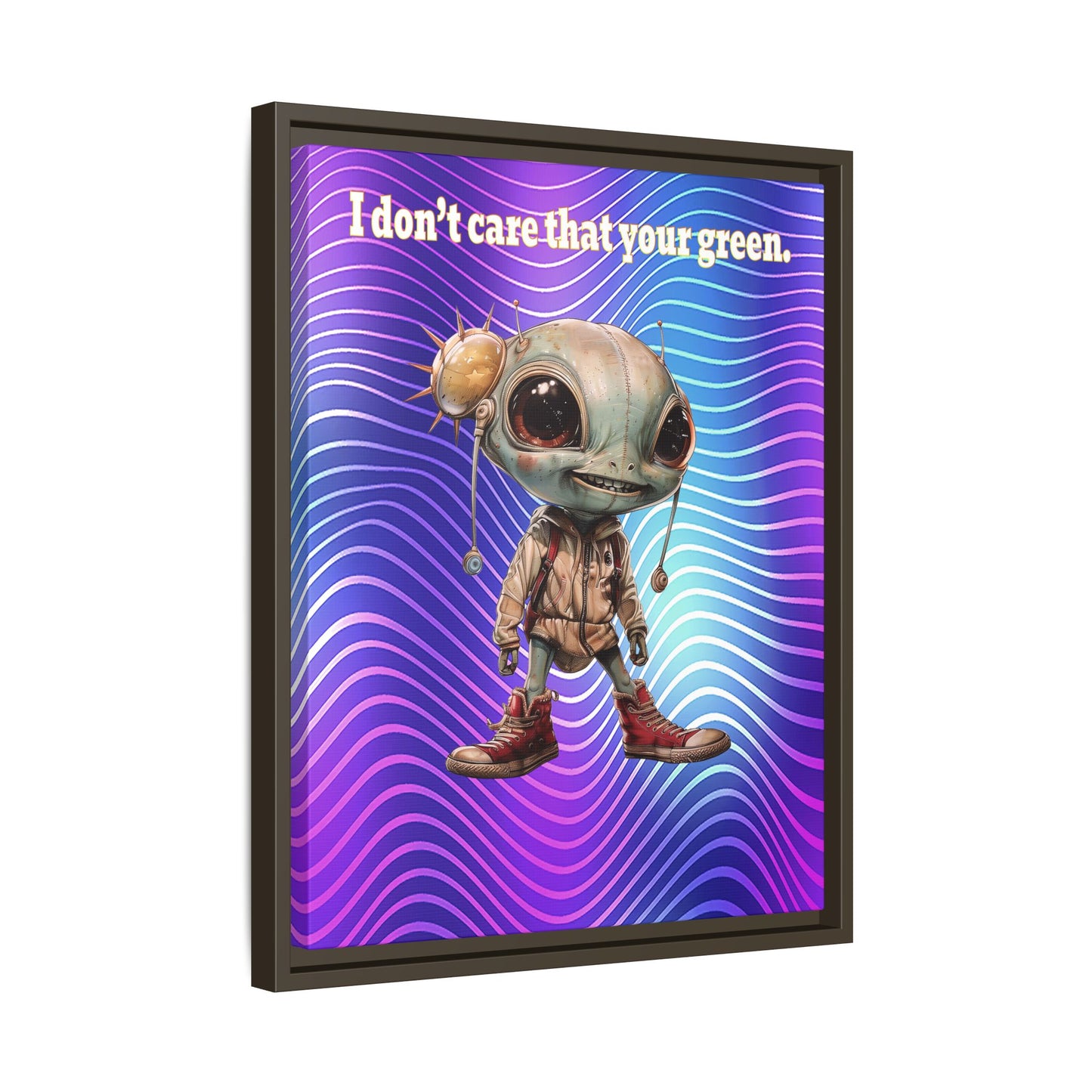 I don't care that your green - framed canvas art (purple wave)