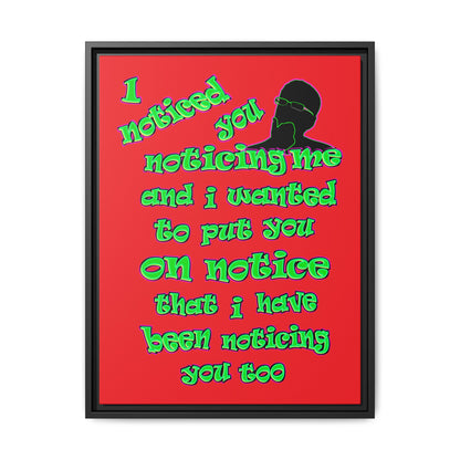 noticed you noticing - framed canvas art (red)