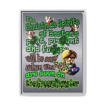 christmas spirits of boston - framed canvas art (brushed nickel)