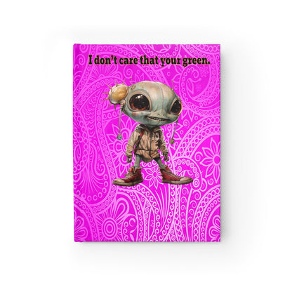 I don't care that your green - journal-blank (pink swirl)