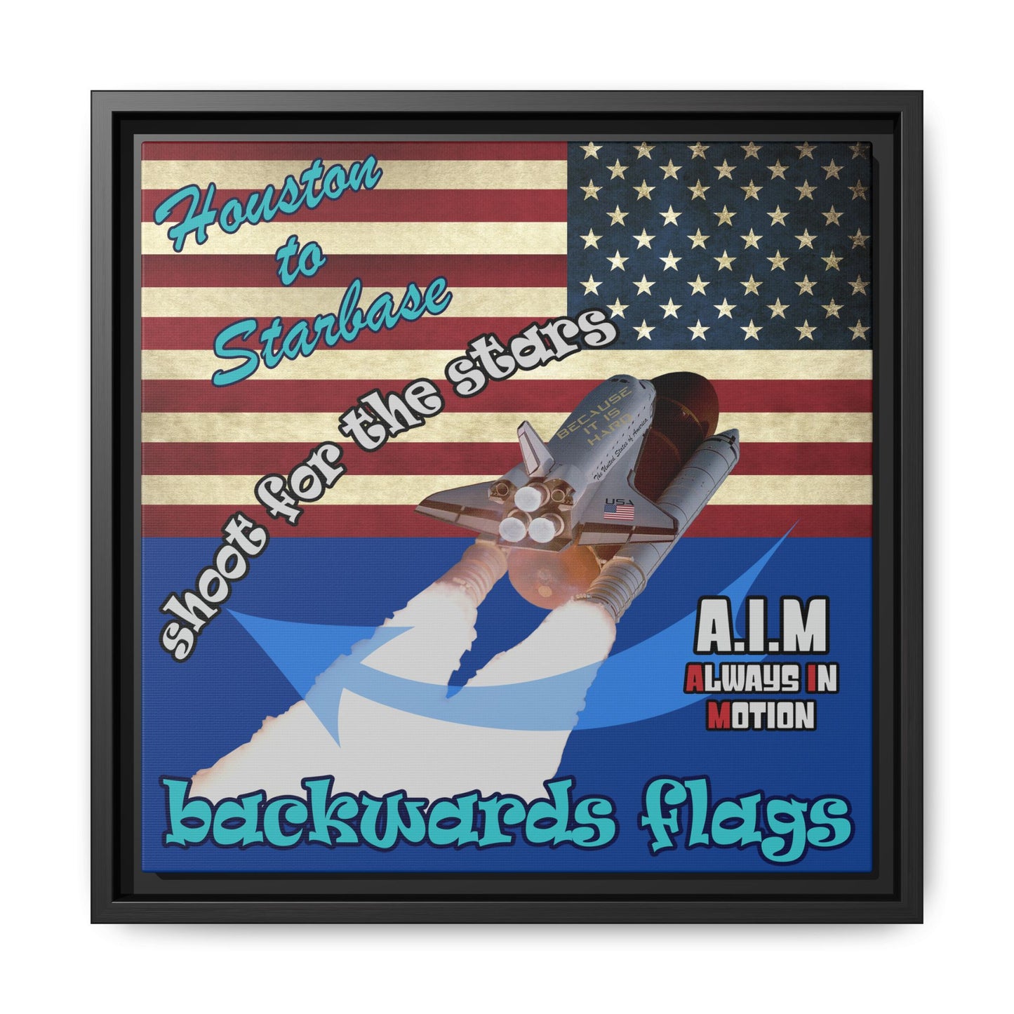 shoot for the stars - framed canvas art (dark blue)