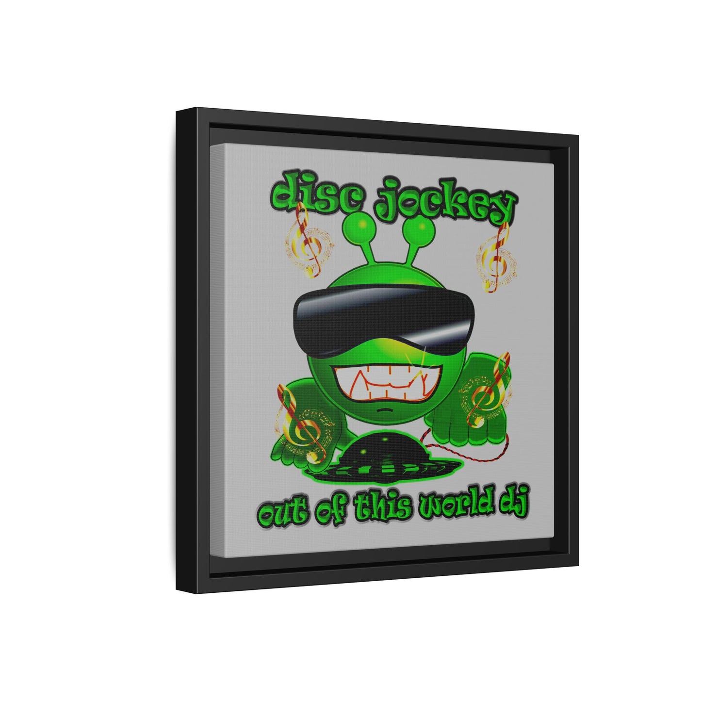disc jockey - framed canvas art (light grey)