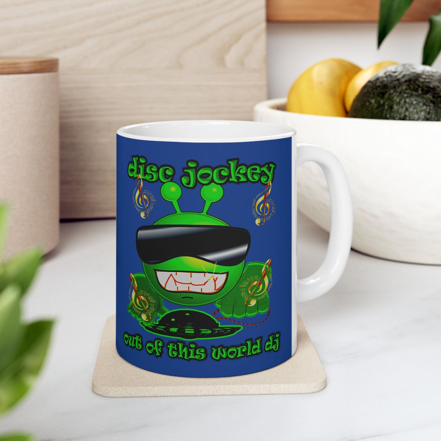 disc jockey - White Mug (dark blue)