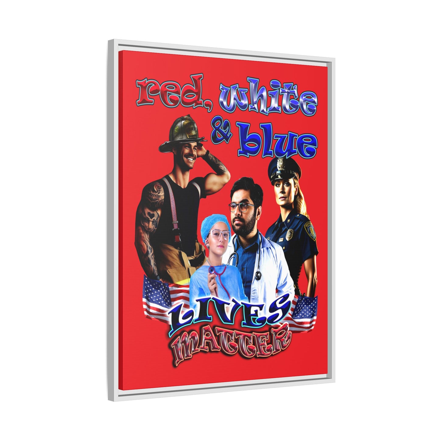 rw&b lives matter - framed canvas art (red)