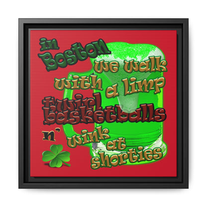 celtics logo - framed canvas art (dark red)