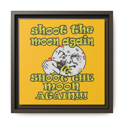 shoot the moon again - framed canvas art (yellow)
