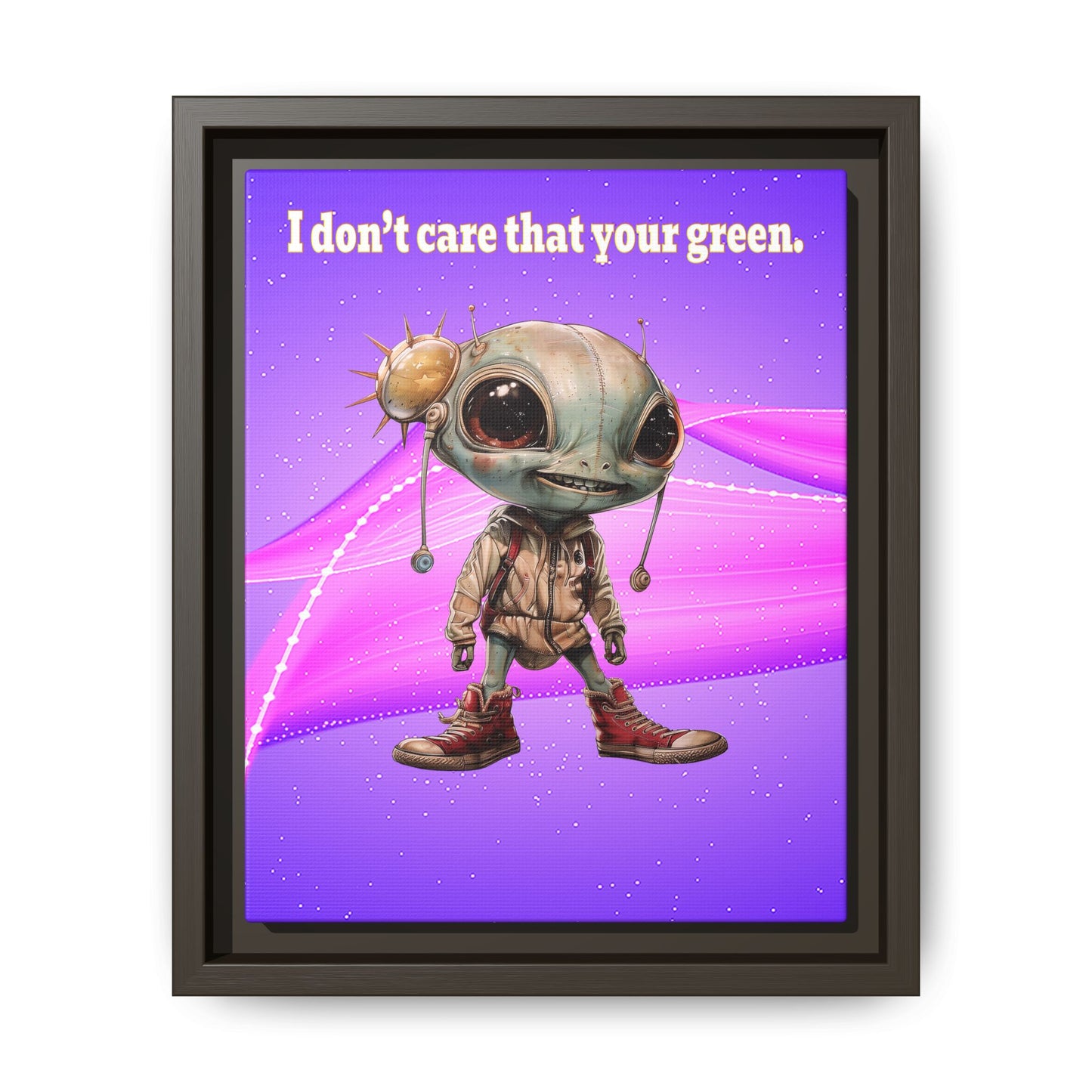 I don't care that your green - framed canvas art (purple-pink wave)