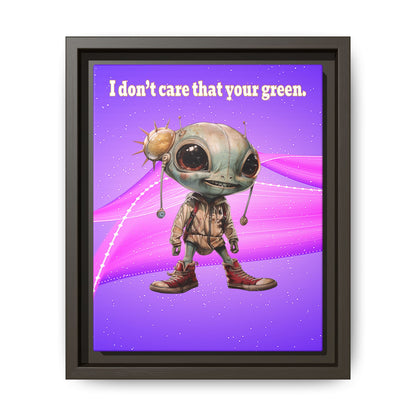 I don't care that your green - framed canvas art (purple-pink wave)