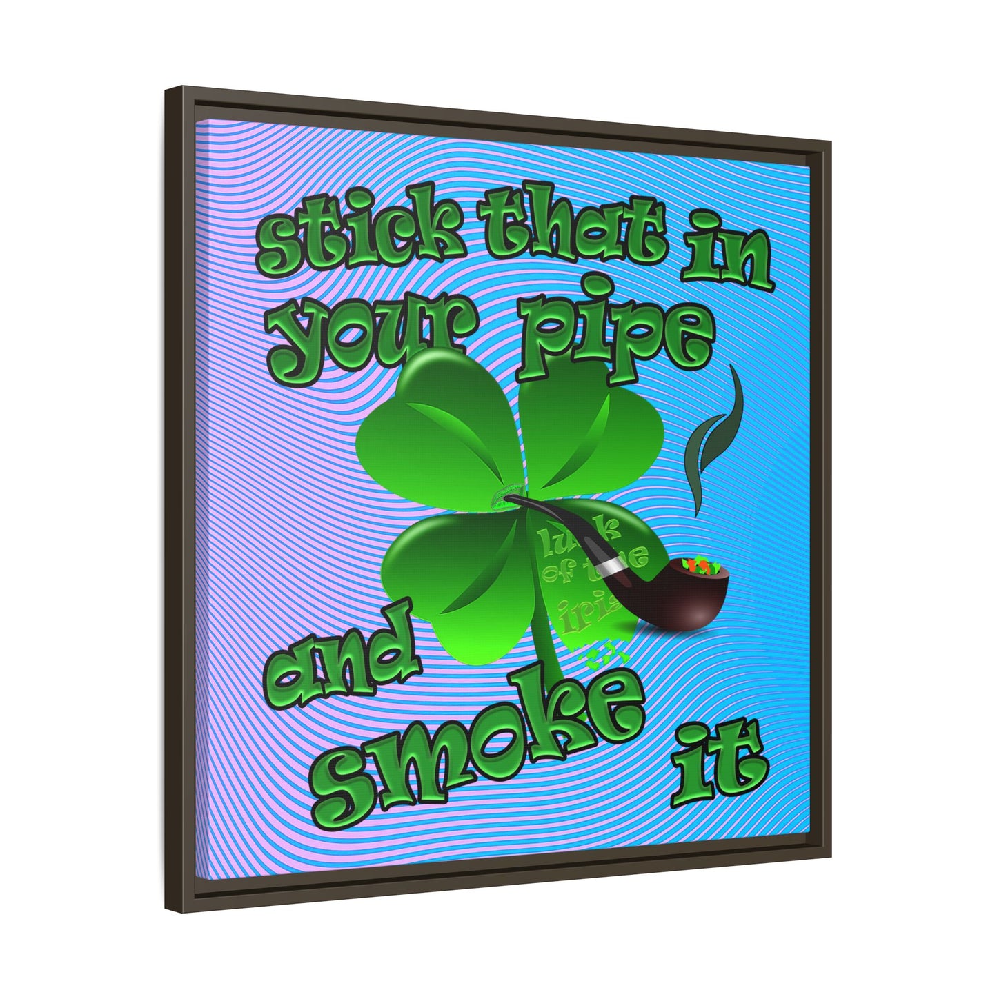 stick that in your pipe and smoke it - framed canvas art (light blue-purple wave)