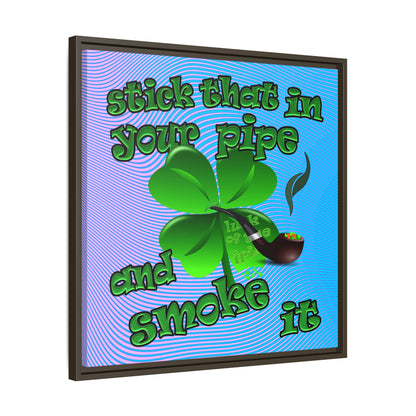 stick that in your pipe and smoke it - framed canvas art (light blue-purple wave)