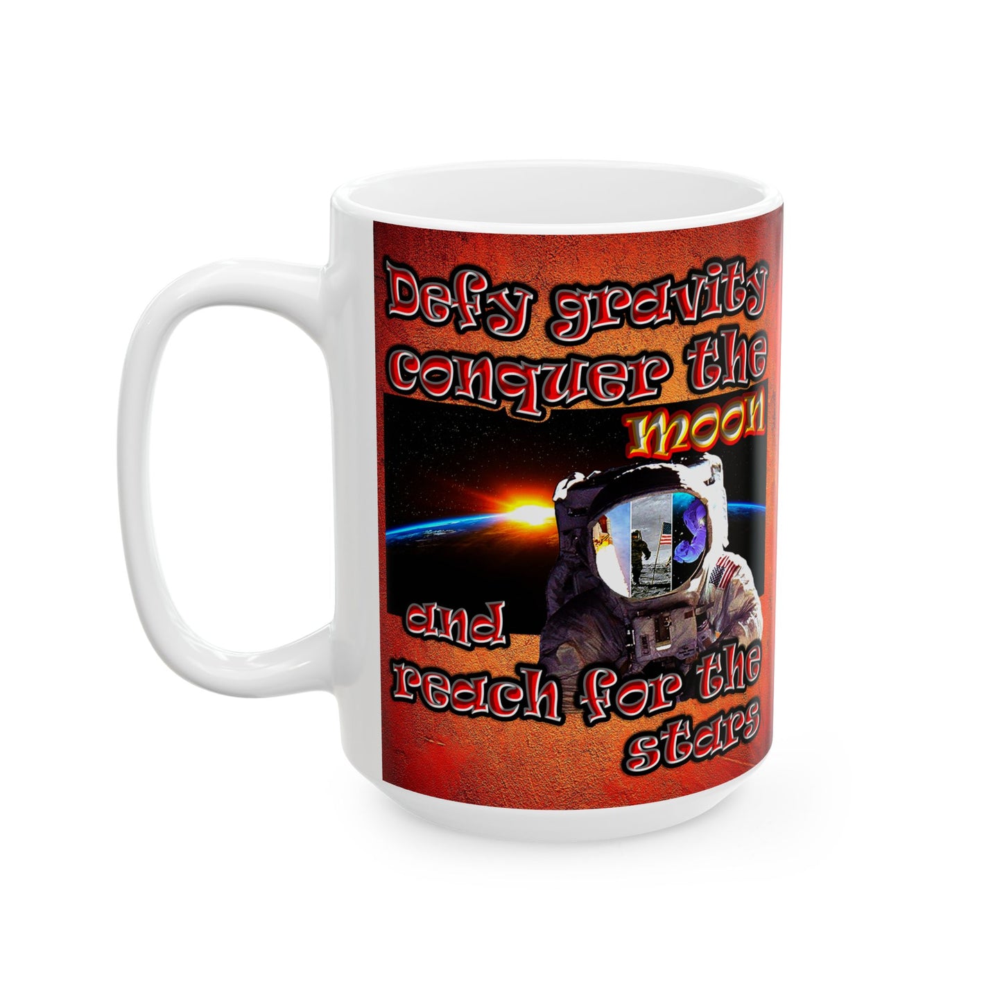 defy conquer reach - White Mug (burnt orange)