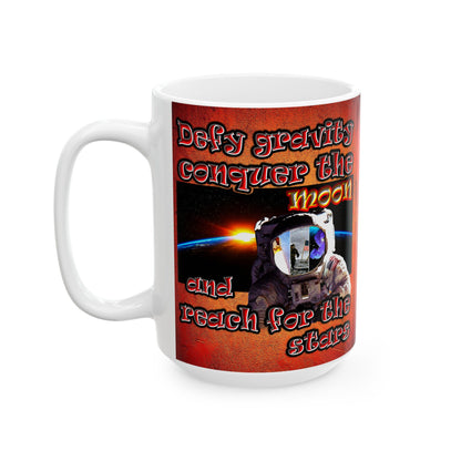 defy conquer reach - White Mug (burnt orange)