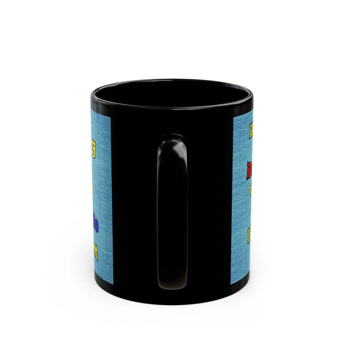 popping like popcorn - Black Mug (faded dark blue)