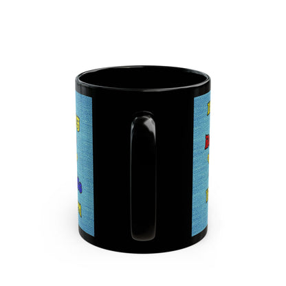 popping like popcorn - Black Mug (faded dark blue)