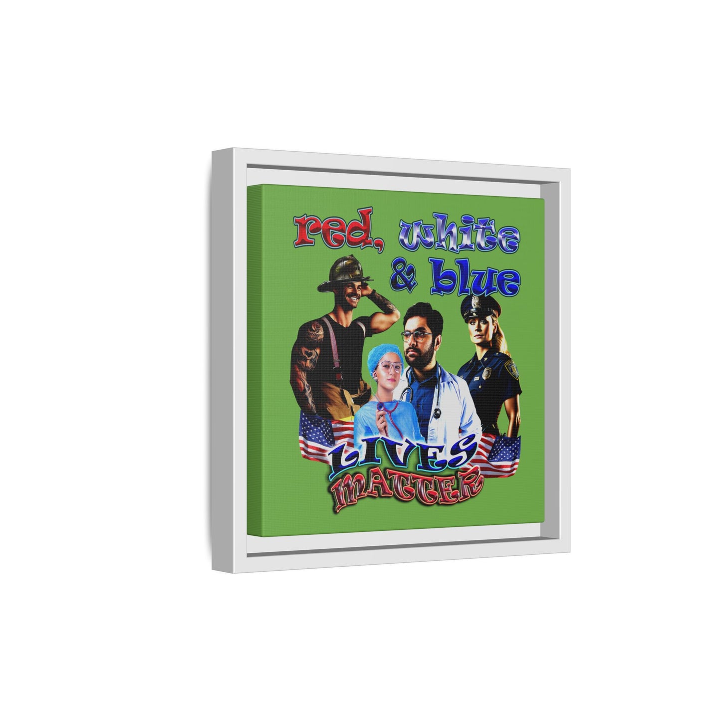 rw&b lives matter - framed canvas art (green)