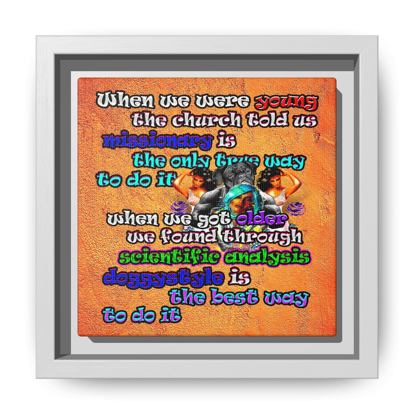 doggystyle - framed canvas art (burnt orange)
