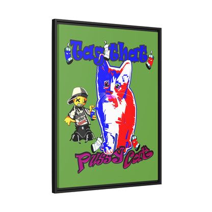 tag that - framed canvas art (green)