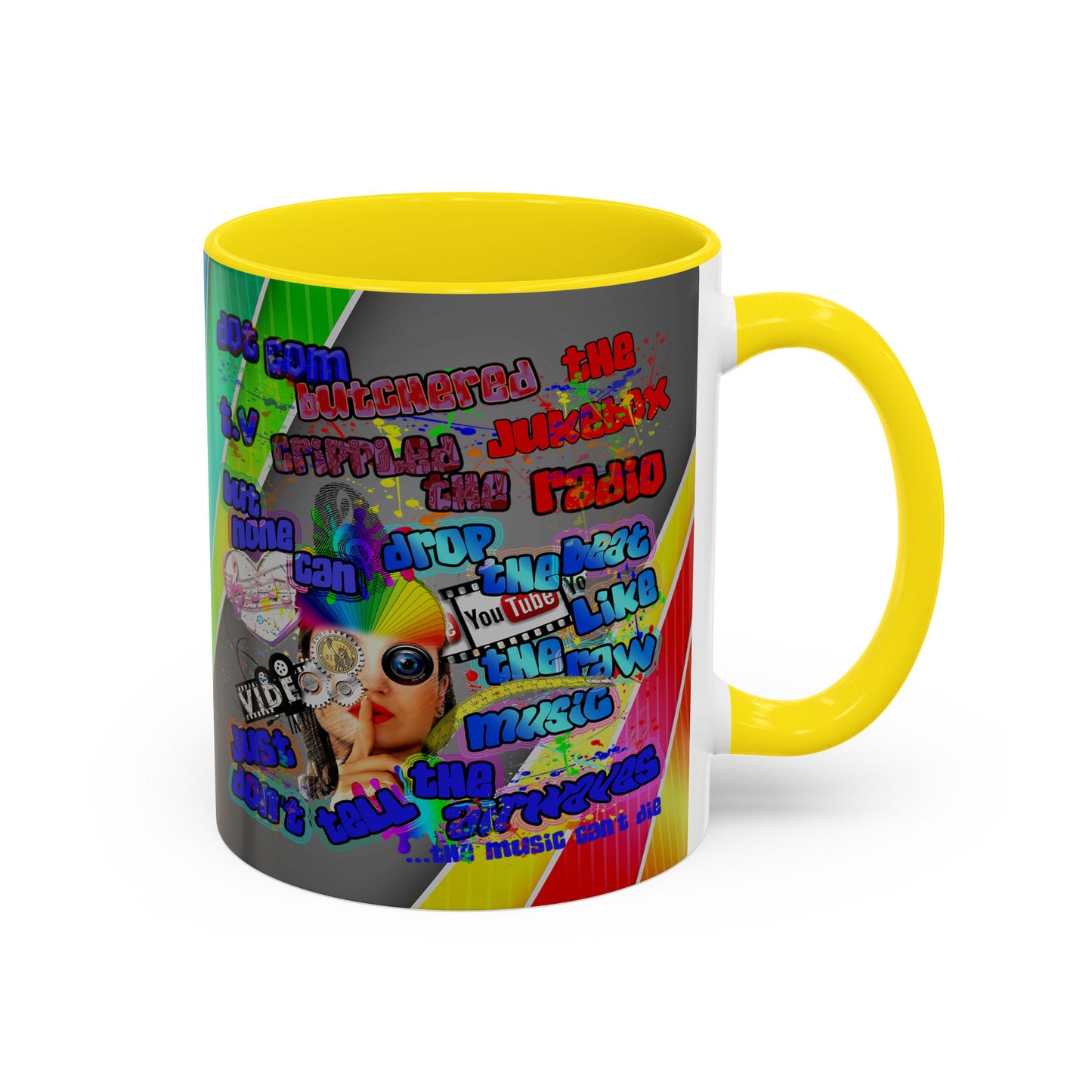 drop the beat - Accent Mug (rainbow split)