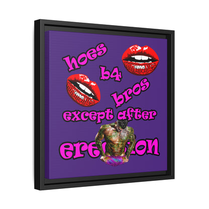 hoes b4 bros - framed canvas art (purple)